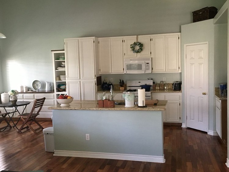 Sea Salt and Alabaster Kitchen Makeover (Sherwin Williams)