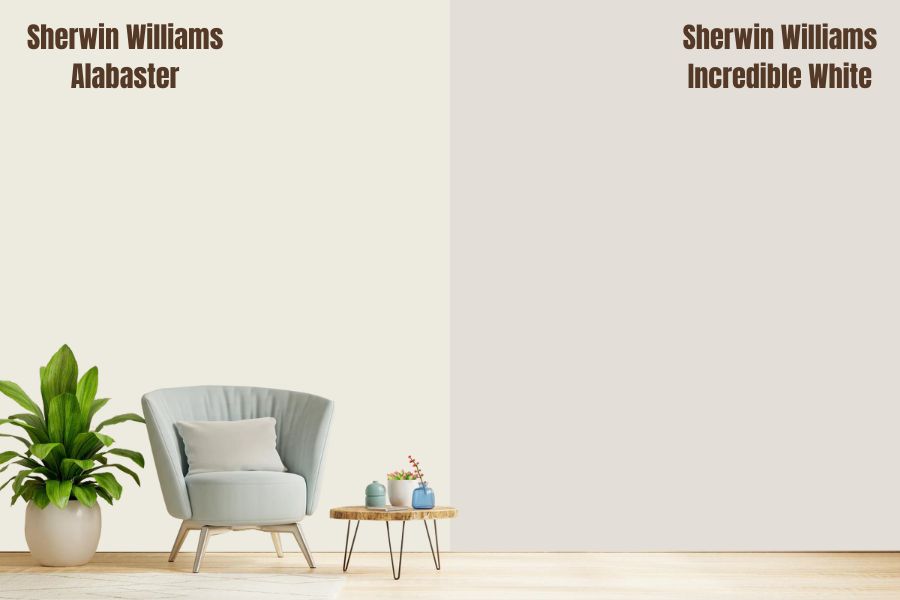 Sherwin Williams Incredible White vs Alabaster (SW 7008)