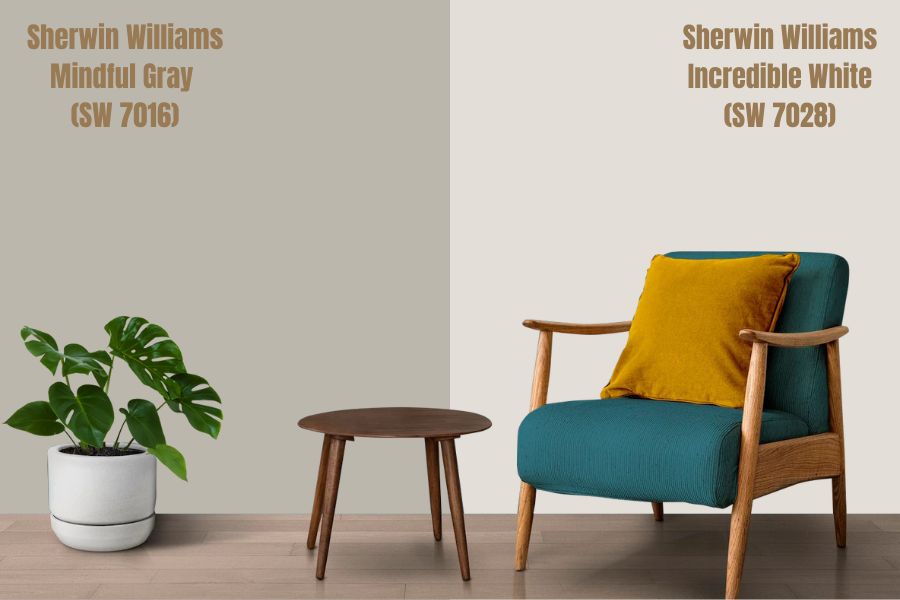 Sherwin Williams Mindful Gray (SW 7016) Vs Incredible White (SW 7028)