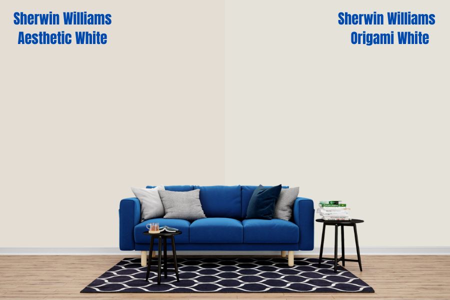 Sherwin Williams Origami White vs Aesthetic White (SW 7035)