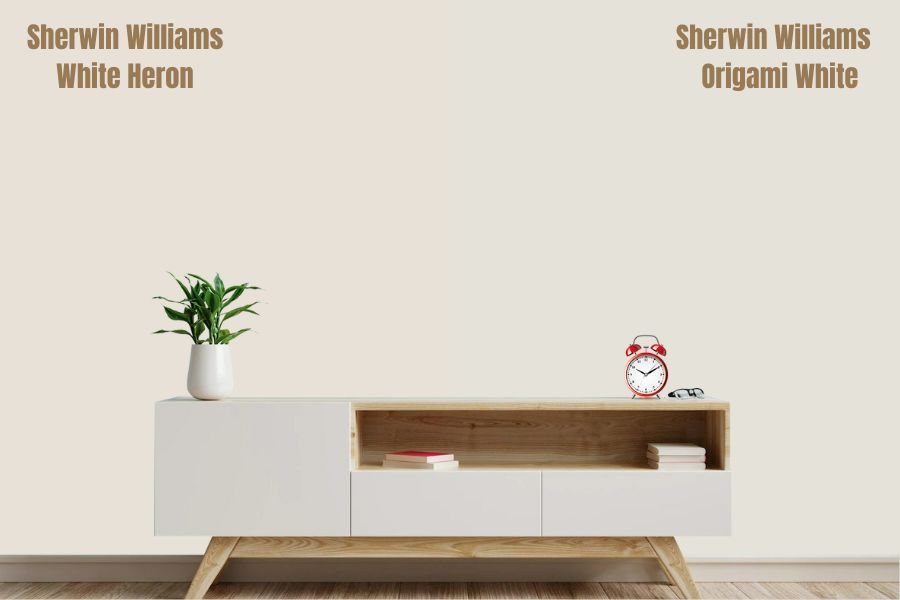 Sherwin Williams Origami White vs White Heron (SW 7627)