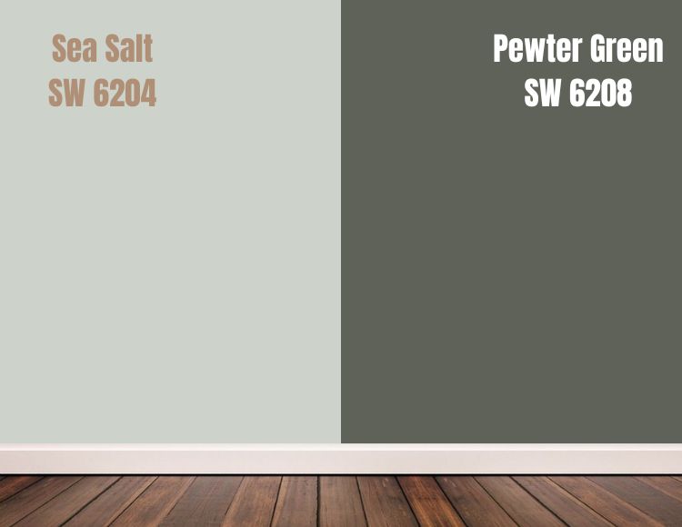 Sherwin Williams Sea Salt vs Pewter Green (SW 6208)
