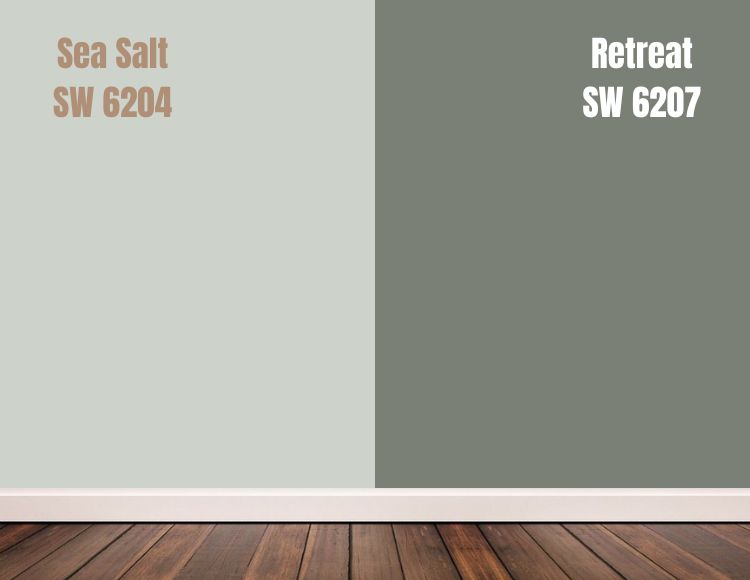 Sherwin Williams Sea Salt vs Retreat (SW 6207)