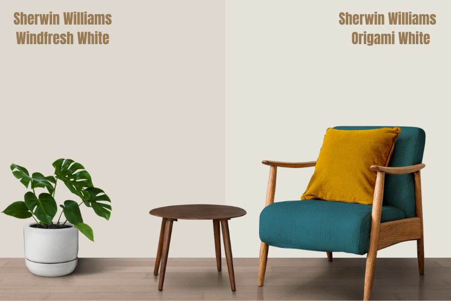 Sherwin Williams Origami White vs Windfresh White (SW 7628)