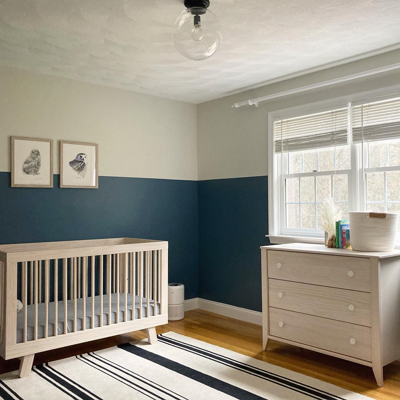 A lit room with Smoky Blue Walls