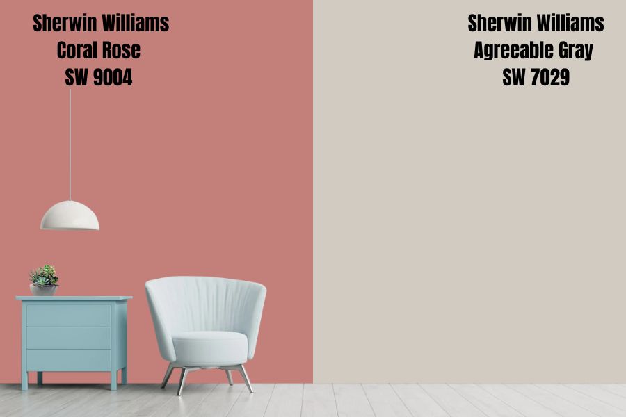 Sherwin Williams Agreeable Gray SW 7029 VS Coral Rose SW 9004