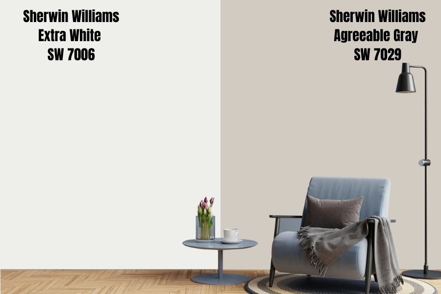 Sherwin Williams Agreeable Gray SW 7029 VS Extra White SW 7006