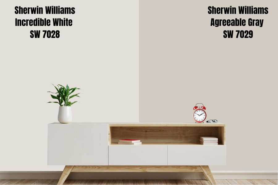 Sherwin Williams Agreeable Gray SW 7029 VS Incredible White SW 7028