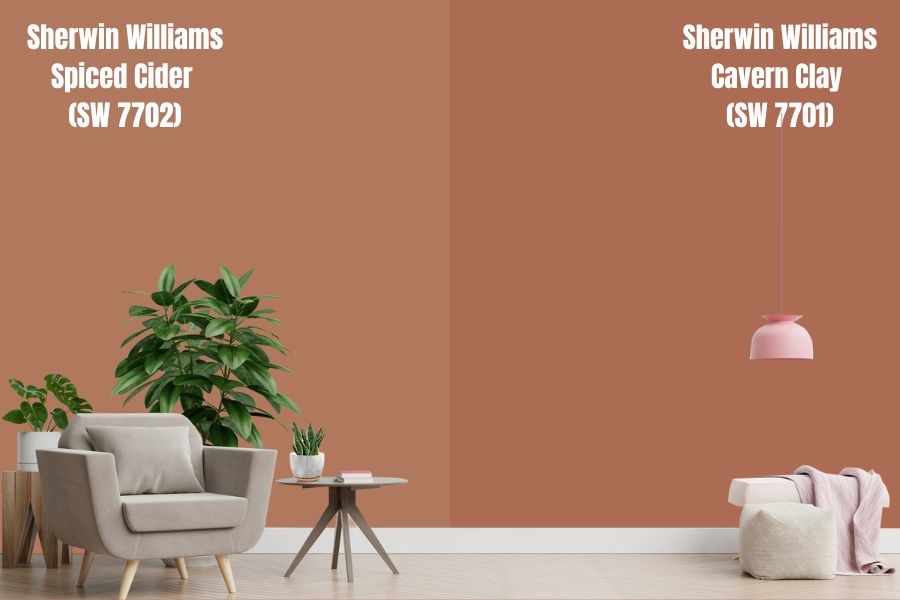 Sherwin Williams Cavern Clay Vs Spiced Cider (SW 7702)
