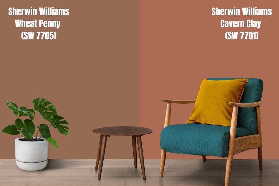 Sherwin Williams Cavern Clay Vs Wheat Penny (SW 7705)