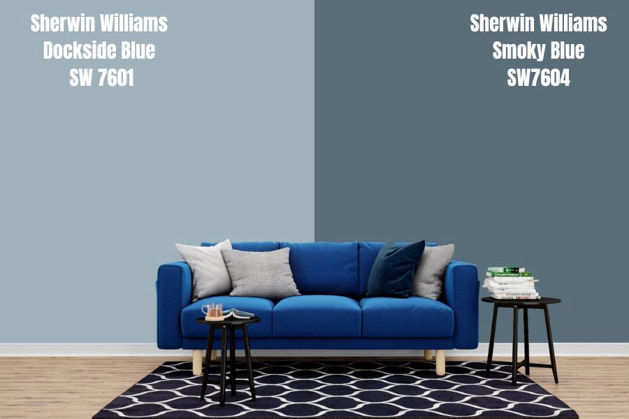 Sherwin-Williams Dockside Blue (SW 7601) VS Smoky Blue (SW7604)