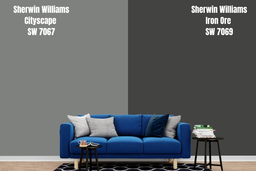 Sherwin Williams Iron Ore SW 7069 vs Cityscape SW 7067