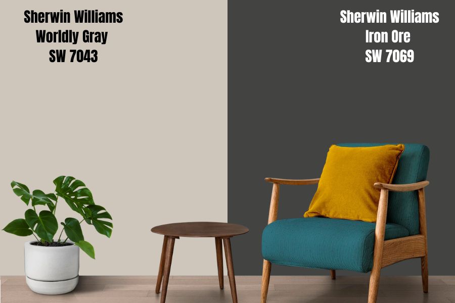 Sherwin Williams Iron Ore SW 7069 vs Worldly Gray SW 7043