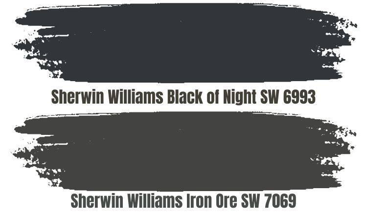 Sherwin Williams Iron Ore vs Black of Night (SW 6993)