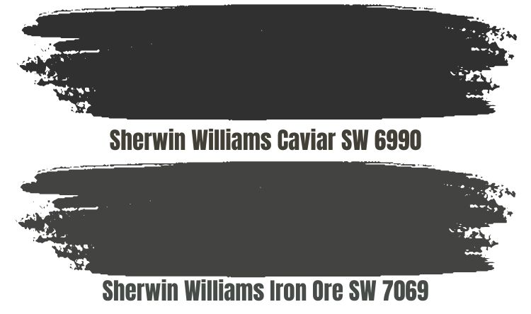 Sherwin Williams Iron Ore vs Caviar (SW 6990)