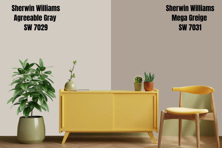 Sherwin Williams Mega Greige SW 7031 VS Agreeable Gray SW 7029