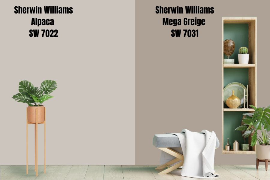 Sherwin Williams Mega Greige SW 7031 VS Alpaca SW 7022