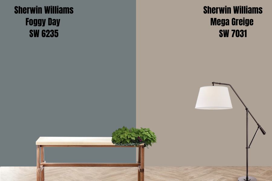 Sherwin Williams Mega Greige SW 7031 VS Foggy Day SW 6235