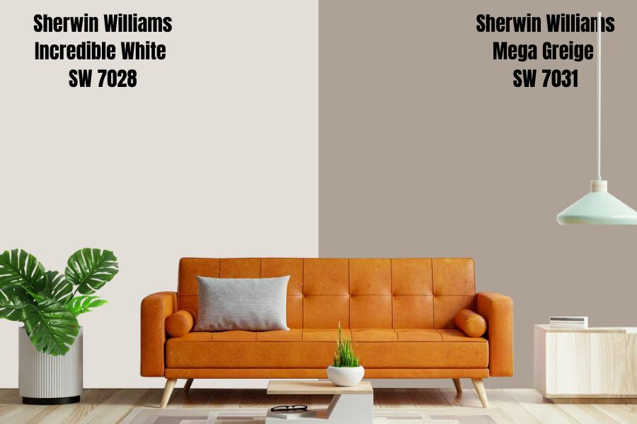 Sherwin Williams Mega Greige SW 7031 VS Incredible White SW 7028