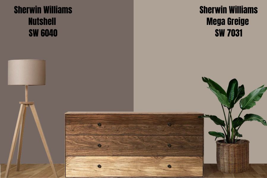 Sherwin Williams Mega Greige SW 7031 VS Nutshell SW 6040