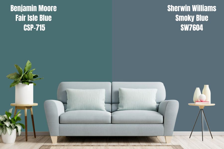 Smoky Blue vs Benjamin Moore Fair Isle Blue (CSP-715)