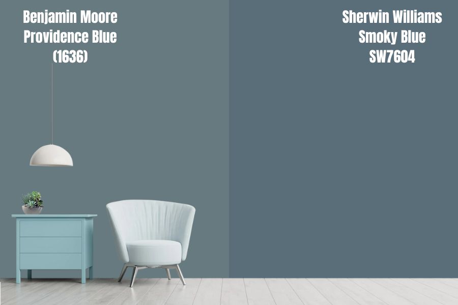 Smoky Blue vs Benjamin Moore Providence Blue (1636)