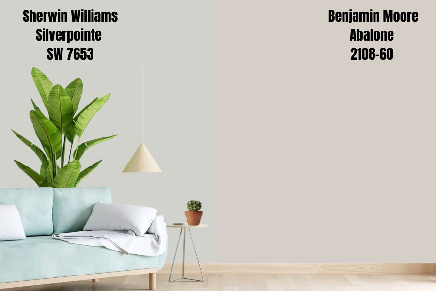 Sherwin-Williams Silverpointe vs Benjamin Moore Abalone 2108-60