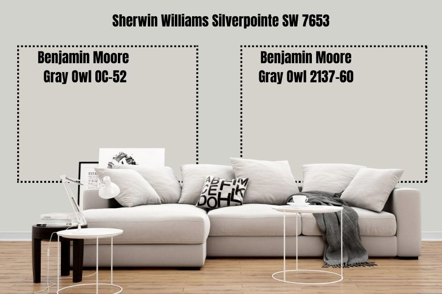 Sherwin-Williams Silverpointe vs Benjamin Moore Gray Owl OC-52Benjamin Moore Gray Owl 2137-60