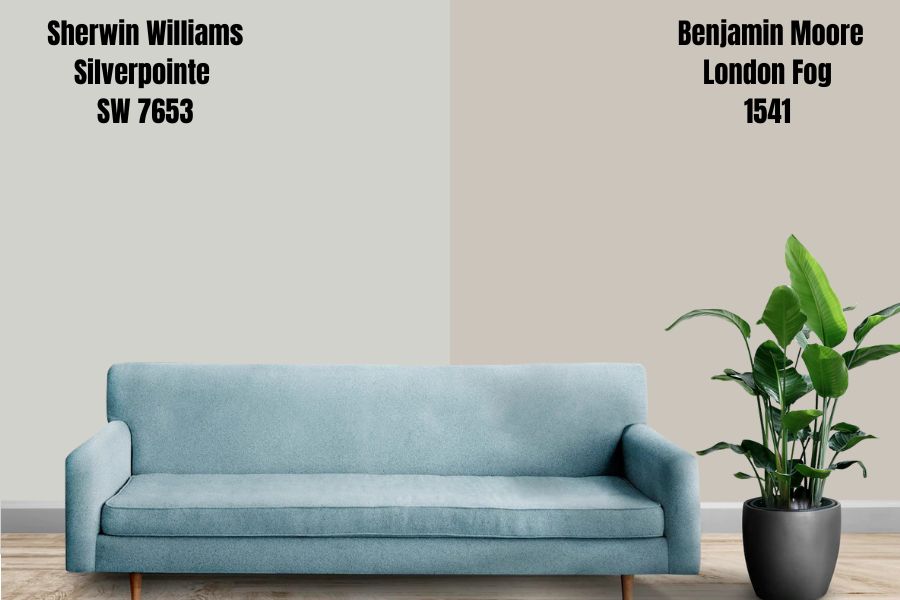 Sherwin-Williams Silverpointe vs Benjamin Moore London Fog 1541