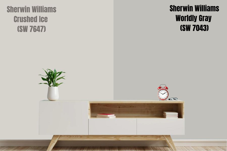 Sherwin Williams Crushed Ice vs. Worldly Gray (SW 7043)