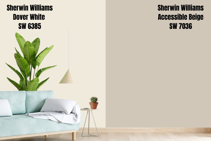 Sherwin Williams Dover White vs. Accessible Beige (SW 7036)