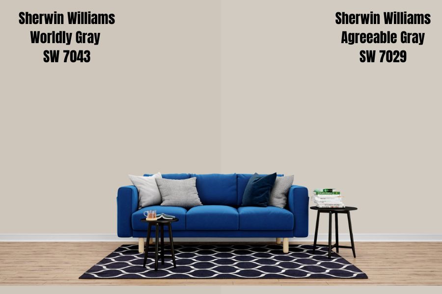 Sherwin Williams Worldly Gray vs. Agreeable Gray (SW 7029)