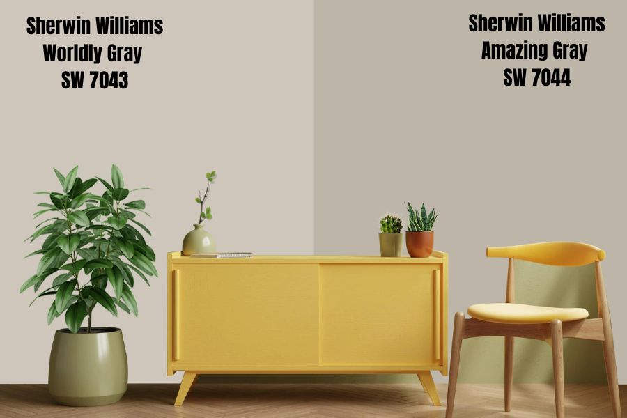Sherwin Williams Worldly Gray vs. Amazing Gray (SW 7044)