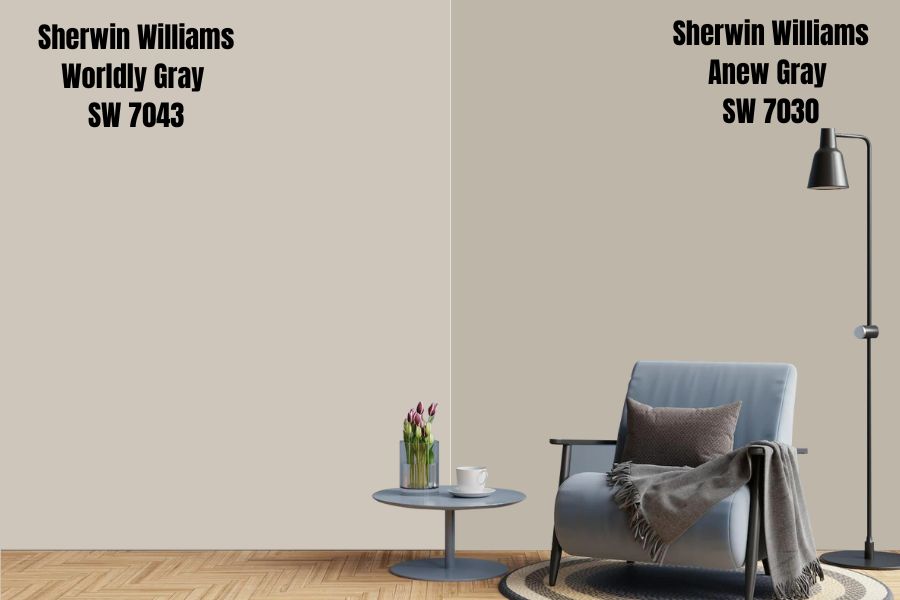 Sherwin Williams Worldly Gray vs. Anew Gray (SW 7030)