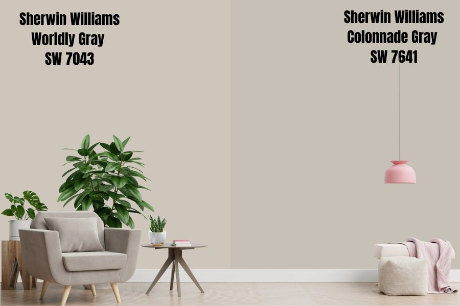 Sherwin Williams Worldly Gray vs. Colonnade Gray (SW 7641)