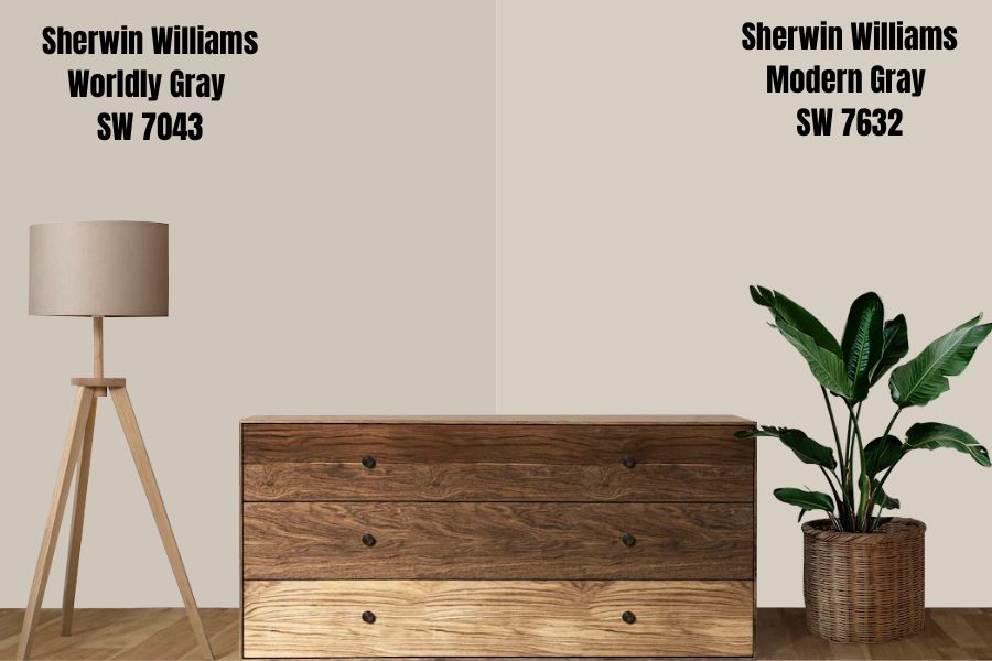 Sherwin Williams Worldly Gray vs. Modern Gray (SW 7632)