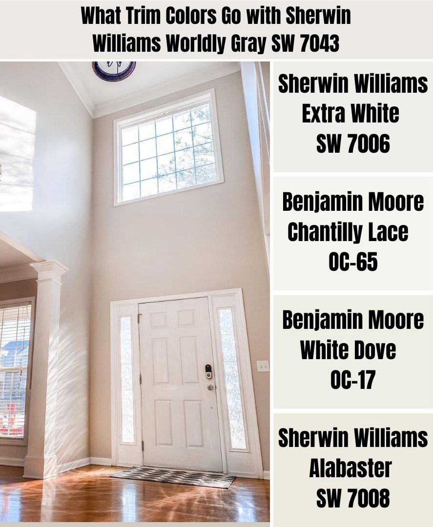 What Trim Colors Go with Sherwin Williams Worldly Gray SW 7043
