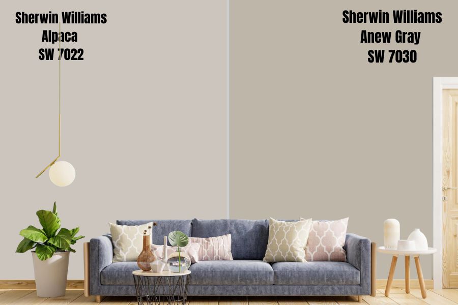 Sherwin Williams Alpaca vs. Anew Gray (SW 7030)