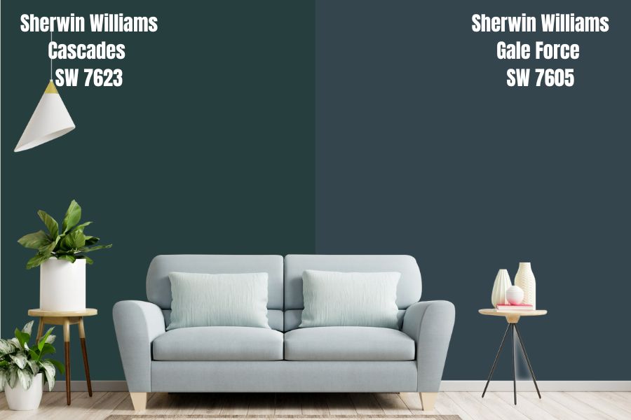 Sherwin Williams Cascades vs. Gale Force SW 7605