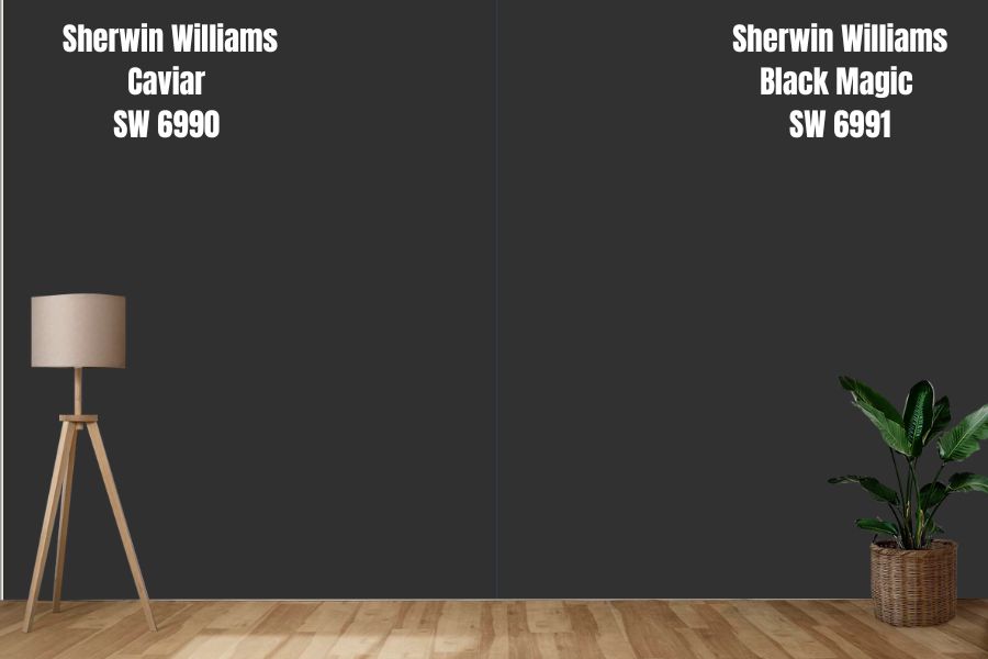 Sherwin Williams Caviar vs. Black Magic SW 6991