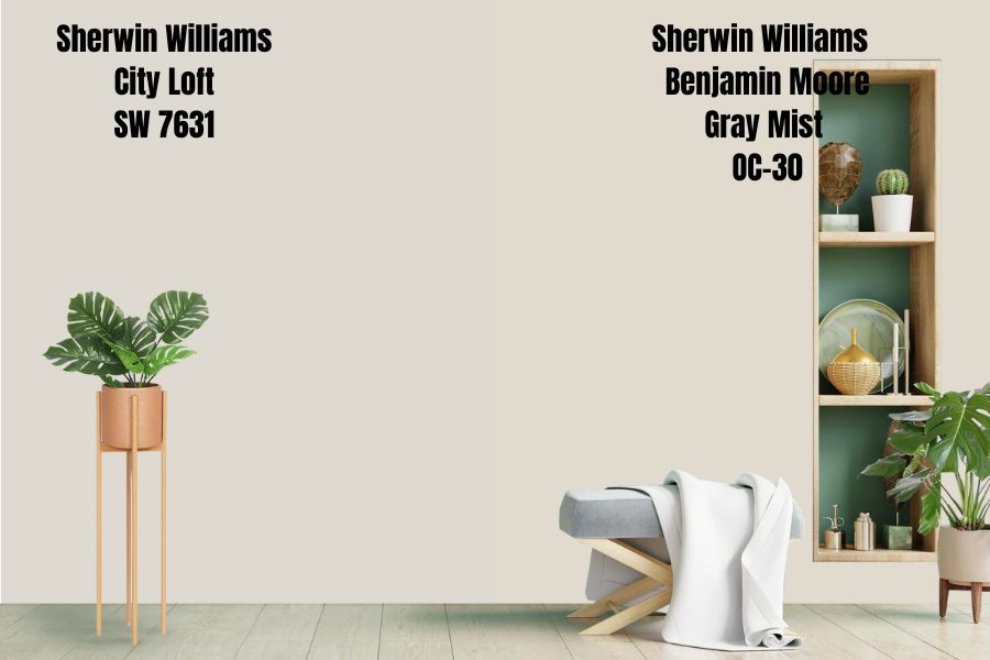 Sherwin Williams City Loft vs. Benjamin Moore Gray Mist OC-30