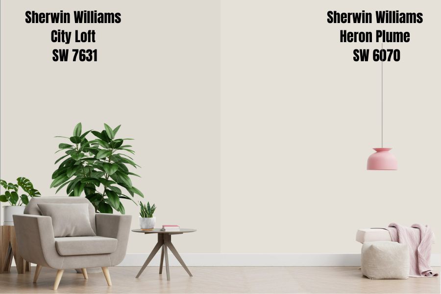 Sherwin Williams City Loft vs. Heron Plume SW 6070