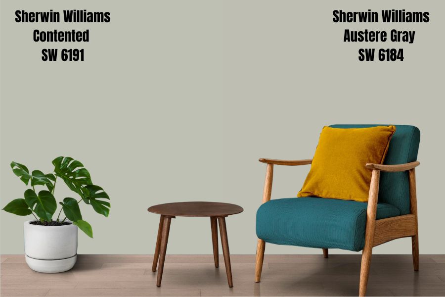 Sherwin Williams Contented vs. Austere Gray SW 6184