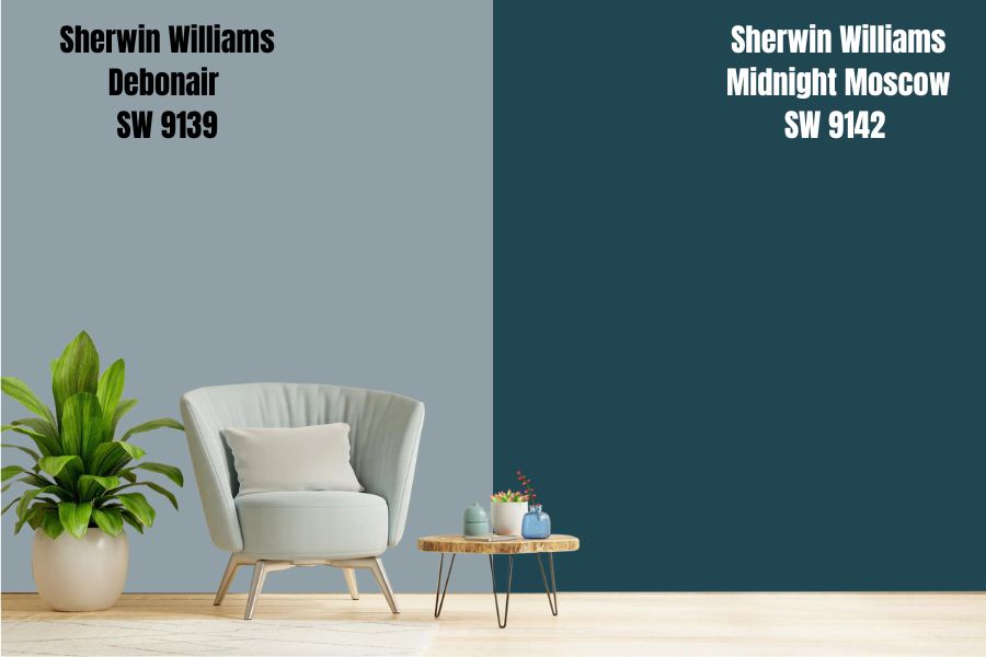 Sherwin Williams Debonair vs. Midnight Moscow SW 9142