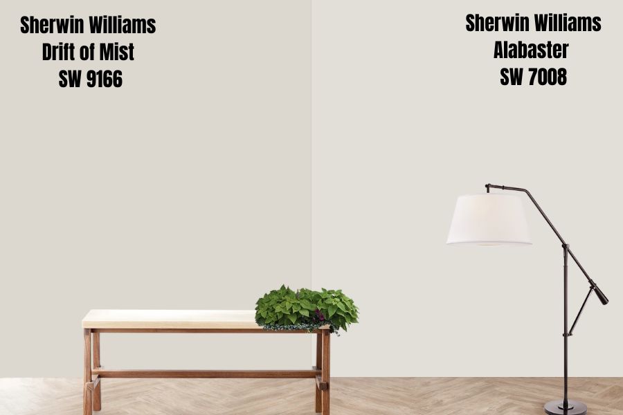 Sherwin Williams Drift of Mist vs. Alabaster (SW 7008)