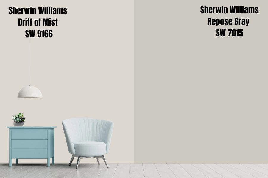 Sherwin Williams Drift of Mist vs. Repose Gray (SW 7015)