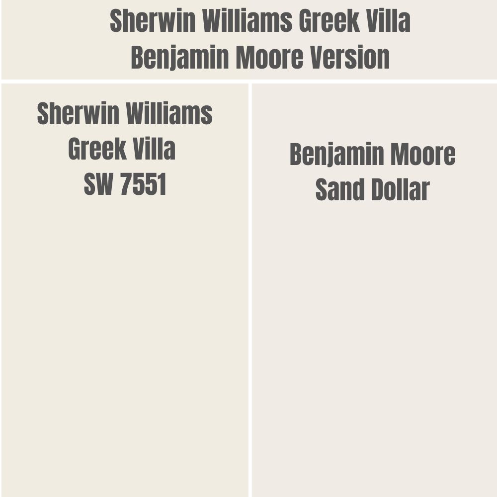 Sherwin Williams Greek Villa Benjamin Moore Version