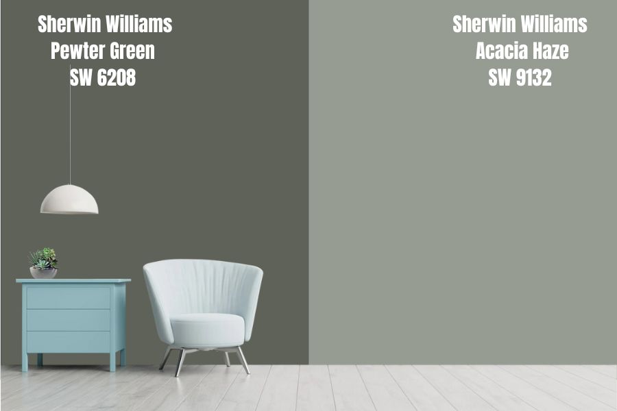 Sherwin Williams Pewter Green vs. Acacia Haze SW 9132