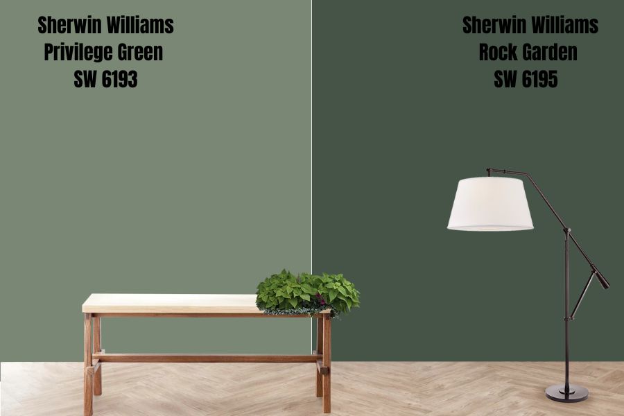 Sherwin Williams Privilege Green vs. Rock Garden SW 6195