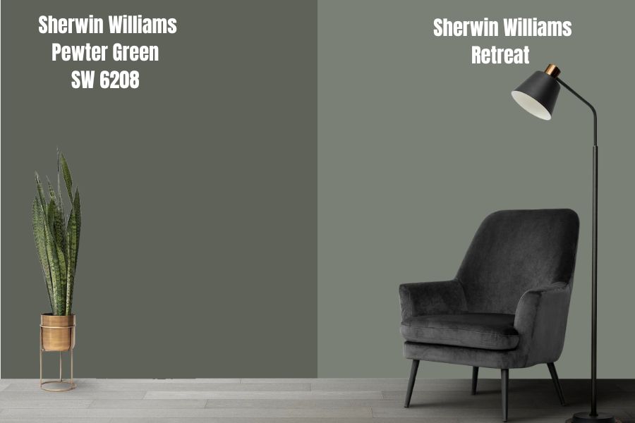Sherwin Williams Retreat vs. Pewter Green SW 6208